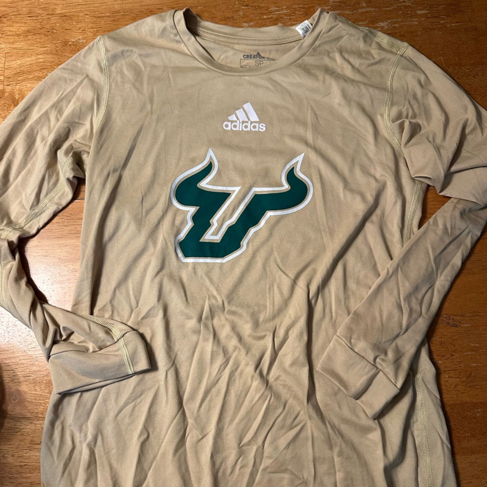 Adidas Tan Creator Tee with USF Bulls Logo